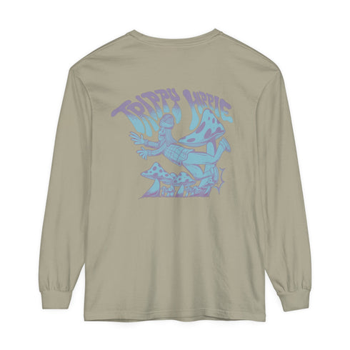 Trippy Hippie (Back design) - Unisex Garment-dyed Long Sleeve T-Shirt